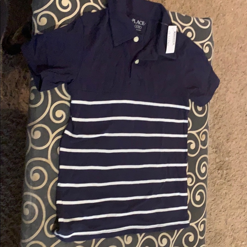 Navy Polo with Stripes